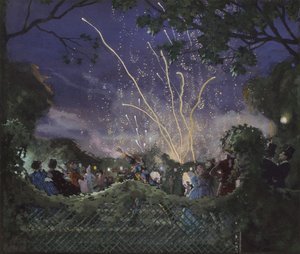 Vuurwerk, 1929 door Konstantin Andreevic Somov